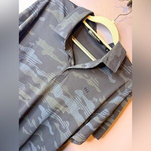 TravisMathew Beachside Stealth Polo Shirt Men L Blue Golf Performance Preppy